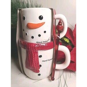 NEW 3 Piece St. Nicholas Square Christmas Snowman Grandma & Me Mug Set Cardinal
